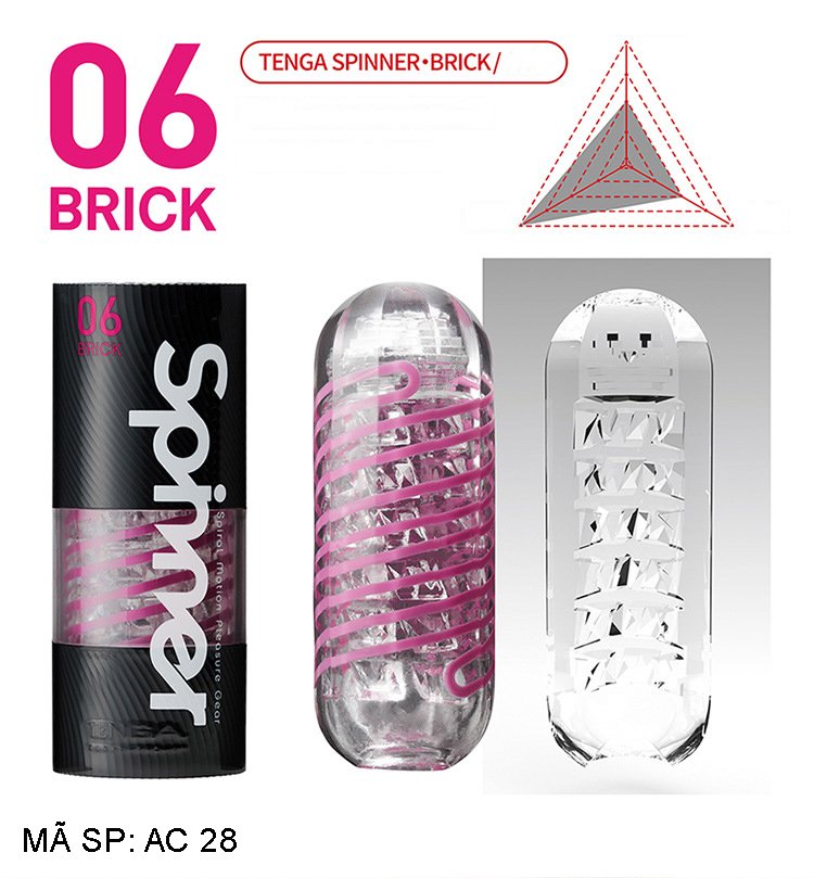 Cốc thủ dâm Tenga Spinner 06 BRICK ruột xoắn kích thích cực mạnh Nhật Bản