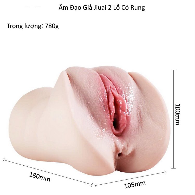 Âm đạo giả Jiuai 2 lỗ có rung chất liệu TPE mềm mại mô phỏng chân thật