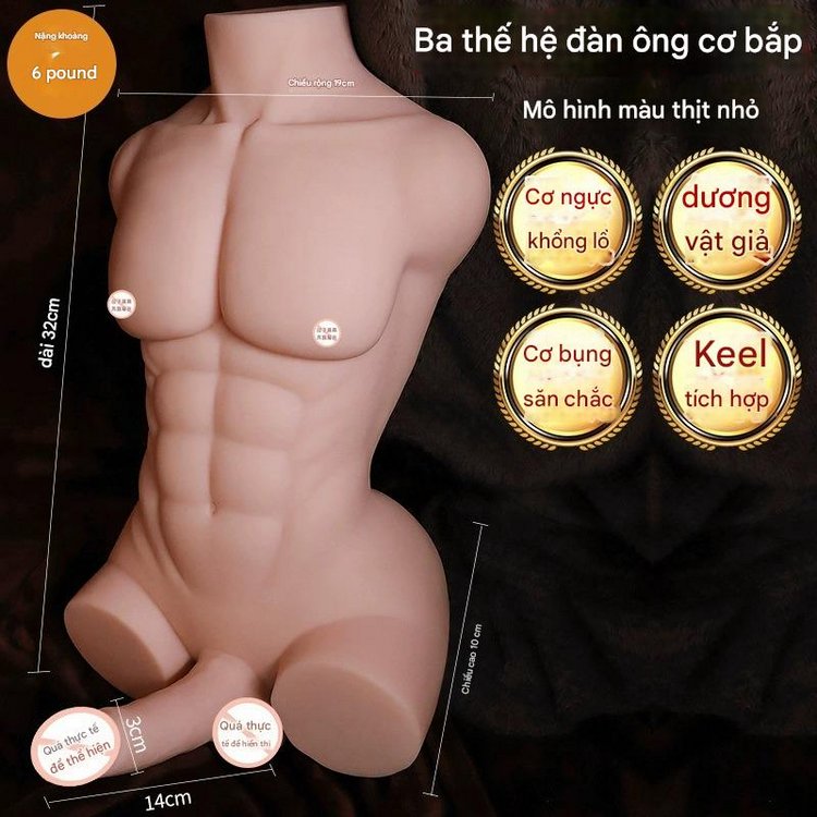 Búp bê silicon bán thân nam Jiuai cơ bắp 3 thế hệ chân thật như thật