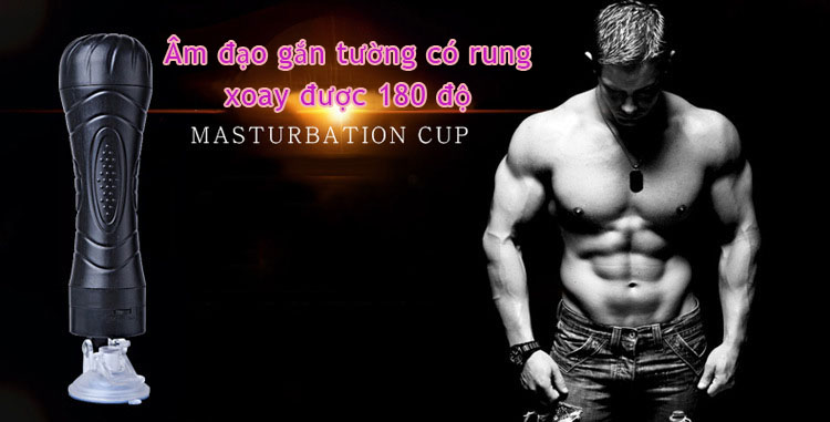 Cốc thủ dâm gắn tường có rung xoay 180 độ bằng silicone y tế mềm mại