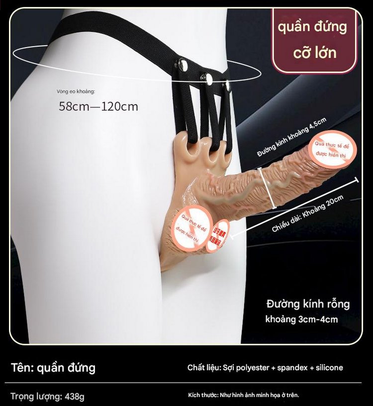 Dương vật đai đeo rỗng ruột cho nam size lớn dài 20cm silicone mềm