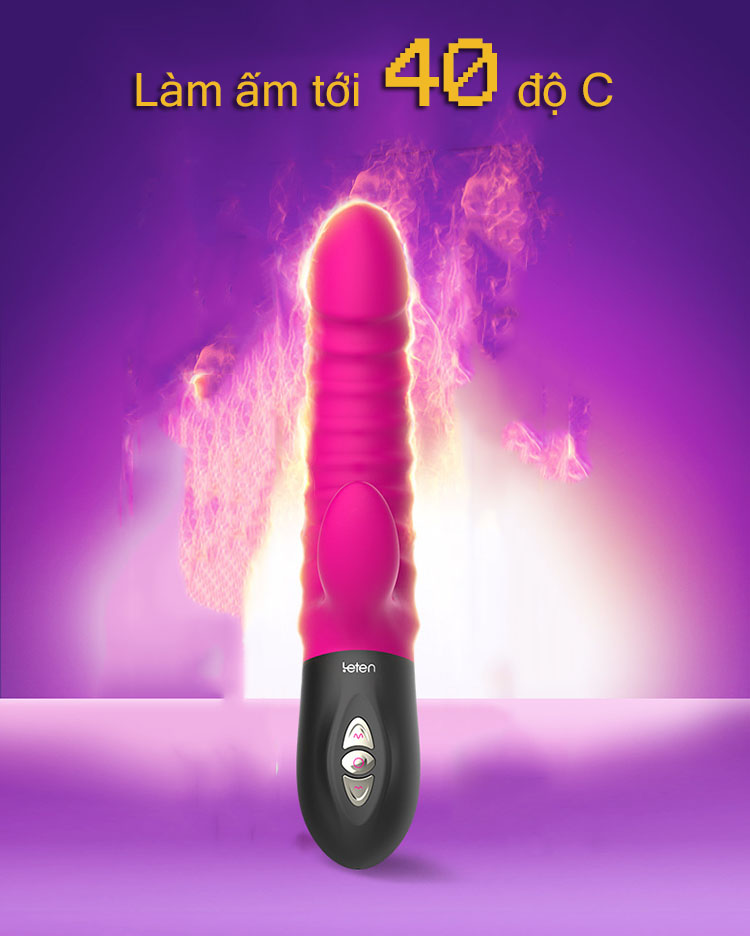 Dương vật cao cấp Leten rung thụt siêu khỏe tỏa nhiệt 40°C silicone y tế