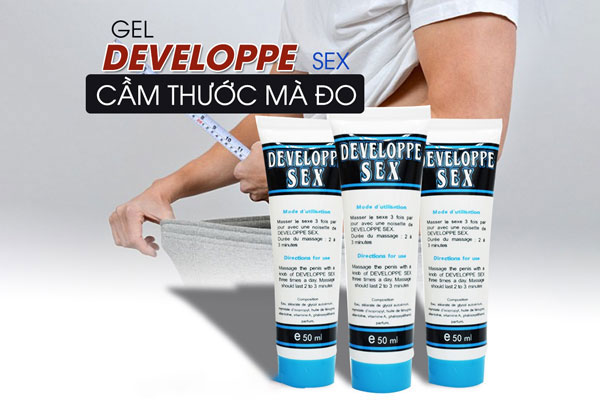 Thiết kế tuýp Developpe Sex 50ml màu trắng dạng gel dễ thoa và thẩm thấu nhanh.