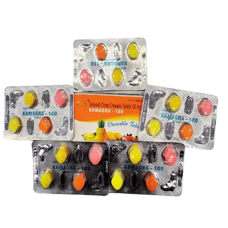 Kẹo Kamagra 100mg viên nhai hương trái cây tăng cường sinh lý nam