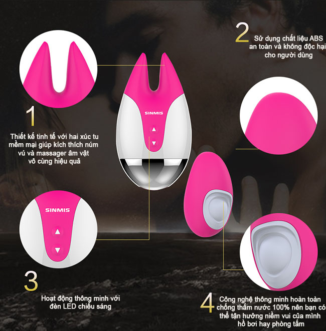 Mát xa núm vú kèm trứng rung Nalone Fifi 2 màu trắng hồng cao cấp