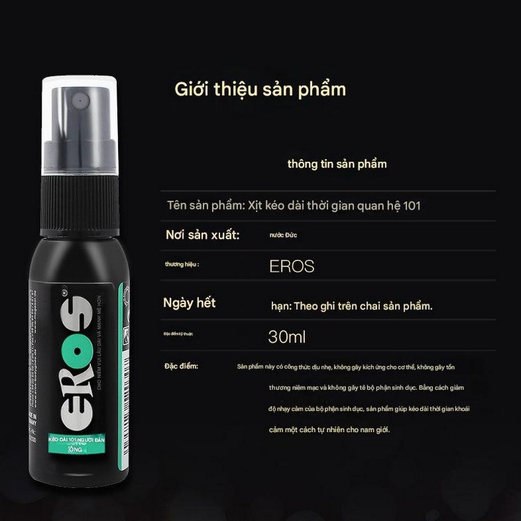 Hình ảnh chai xịt chống xuất tinh sớm EROS 101 Đức dung tích 30ml, hỗ trợ điều khiển xuất tinh và kéo dài thời gian quan hệ cho nam giới